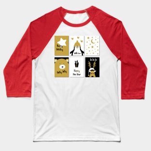 Merry Christmas cards 2 - black, white and gold Baseball T-Shirt